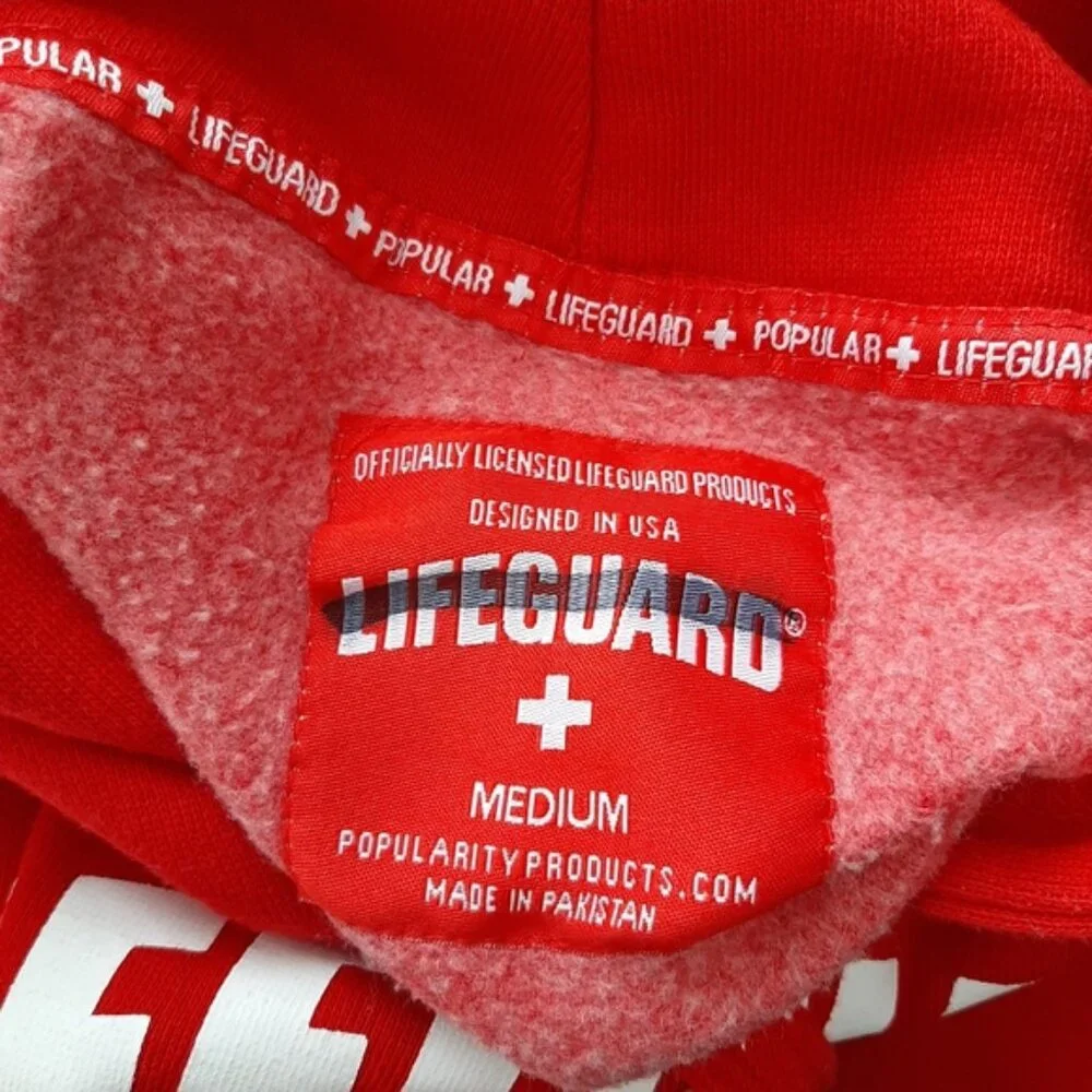 LIFEGUARD | Front Logo White Cross Comfy Hoodie Sweatshirt Red Sz M - Picture 13 of 14